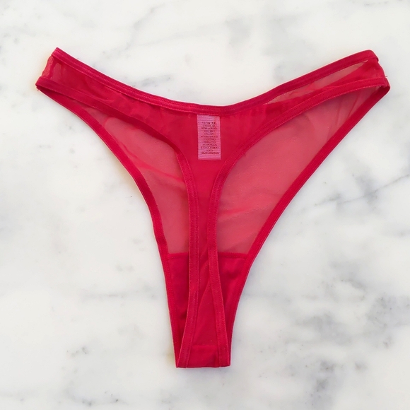 NWOT. Express Red Sheer Thong Panty. - Picture 3 of 3